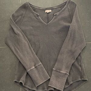 Knox Rose Dark Gray Long Raglan Sleeve Thermal Top Size Large